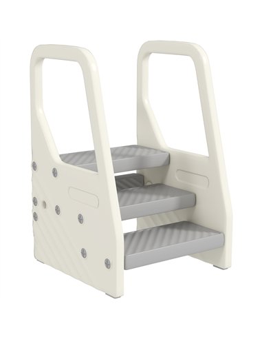 AIYAPLAY Adjustable 3 Step Toddler Tower with Handles, Non-slip Surface and Foot Pads, Grey