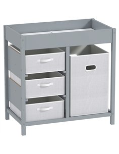 AIYAPLAY Baby Changing Unit with 4 Storage Drawers, Mat for Bedroom Nursery, 84 x 84.5 cm, Grey
