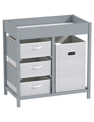 AIYAPLAY Baby Changing Unit with 4 Storage Drawers, Mat for Bedroom Nursery, 84 x 84.5 cm, Grey