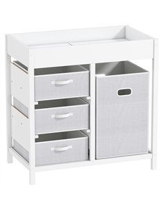 AIYAPLAY Baby Changing Unit with 4 Storage Drawers, Mat for Bedroom Nursery, 84 x 84.5 cm, White