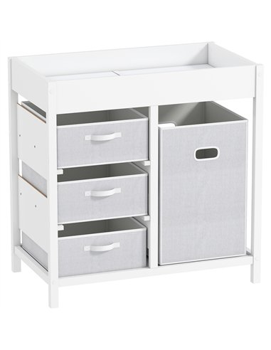 AIYAPLAY Baby Changing Unit with 4 Storage Drawers, Mat for Bedroom Nursery, 84 x 84.5 cm, White