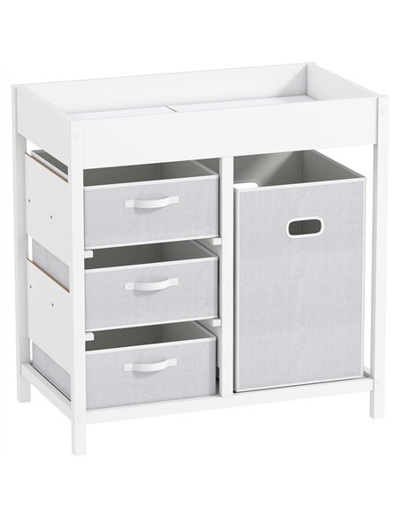 AIYAPLAY Baby Changing Unit with 4 Storage Drawers, Mat for Bedroom Nursery, 84 x 84.5 cm, White