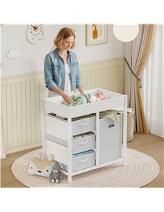 AIYAPLAY Baby Changing Unit with 4 Storage Drawers, Mat for Bedroom Nursery, 84 x 84.5 cm, White 2