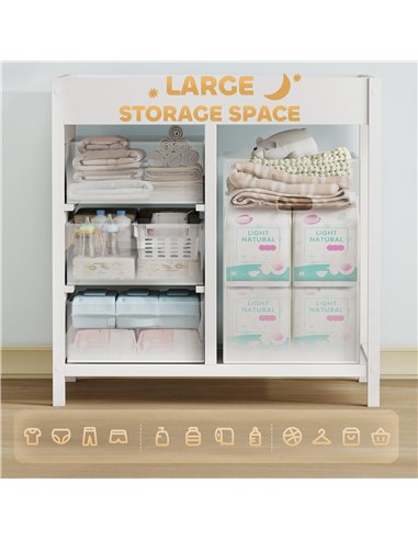 AIYAPLAY Baby Changing Unit with 4 Storage Drawers, Mat for Bedroom Nursery, 84 x 84.5 cm, White
