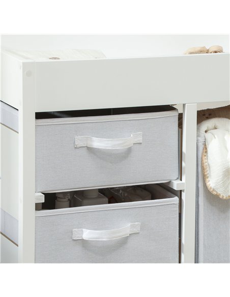 AIYAPLAY Baby Changing Unit with 4 Storage Drawers, Mat for Bedroom Nursery, 84 x 84.5 cm, White