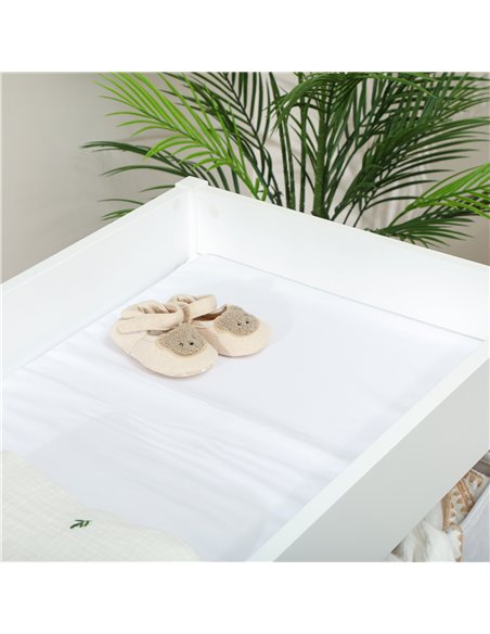 AIYAPLAY Baby Changing Unit with 4 Storage Drawers, Mat for Bedroom Nursery, 84 x 84.5 cm, White