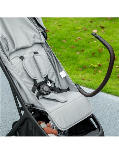 AIYAPLAY Foldable Baby Stroller with Adjustable Seat, 5-Point Harness, Canopy, Basket, 6.3kg Lightweight & Compact, Light Grey