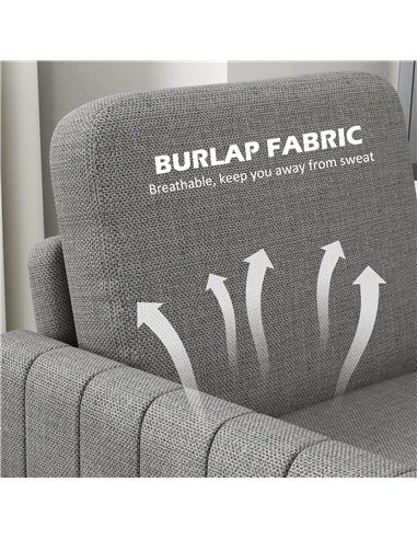 HOMCOM Modern Boxy Linen-Look Armchair - Light Grey