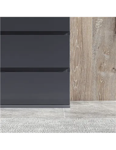 HOMCOM 5-Drawer Modern Dresser, High Gloss Storage Drawer Unit for Bedroom, Grey