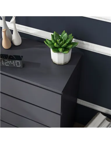 HOMCOM 5-Drawer Modern Dresser, High Gloss Storage Drawer Unit for Bedroom, Grey