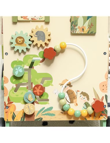 AIYAPLAY Wooden Baby Walker, Push Along Walker Toys with Speed Control, Xylophone, gears and Bead Maze, Green