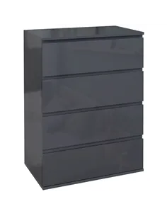 HOMCOM High Gloss Chest of Drawers, 4-Drawer Storage Cabinets, Modern Dresser for Bedroom, Grey