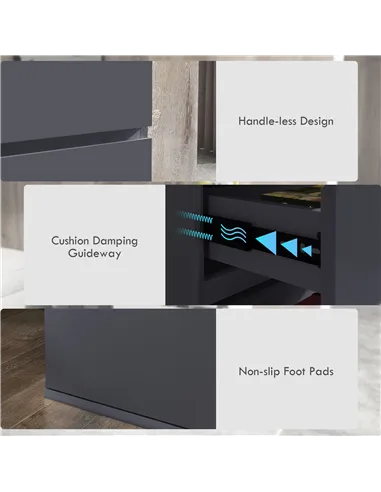 HOMCOM High Gloss Chest of Drawers, 4-Drawer Storage Cabinets, Modern Dresser for Bedroom, Grey