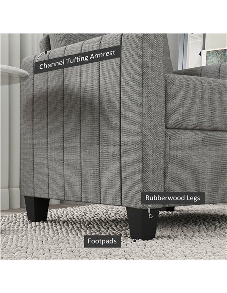 HOMCOM Modern Boxy Linen-Look Armchair - Light Grey