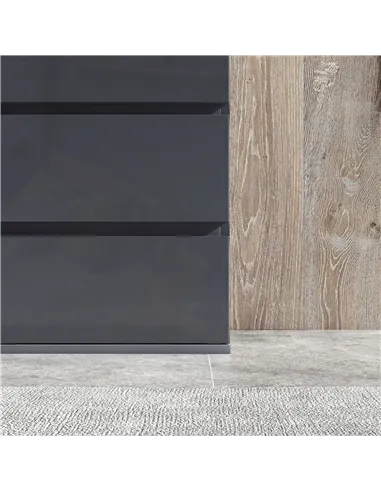 HOMCOM High Gloss Chest of Drawers, 4-Drawer Storage Cabinets, Modern Dresser for Bedroom, Grey