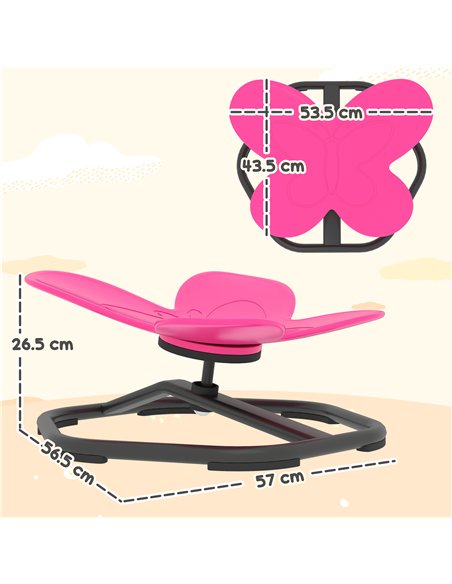 AIYAPLAY Butterfly-Shaped-kids Swivel Chair, Sensory Spinning Chair for Balance, Coordination Training, Pink