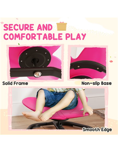 AIYAPLAY Butterfly-Shaped-kids Swivel Chair, Sensory Spinning Chair for Balance, Coordination Training, Pink