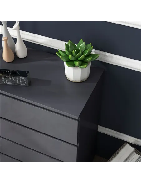 HOMCOM High Gloss Chest of Drawers, 4-Drawer Storage Cabinets, Modern Dresser for Bedroom, Grey