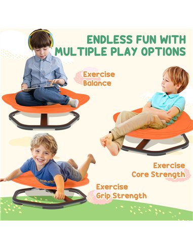 AIYAPLAY Planet-Shaped-kids Swivel Chair, Sensory Spinning Chair for Balance, Coordination Training, Orange