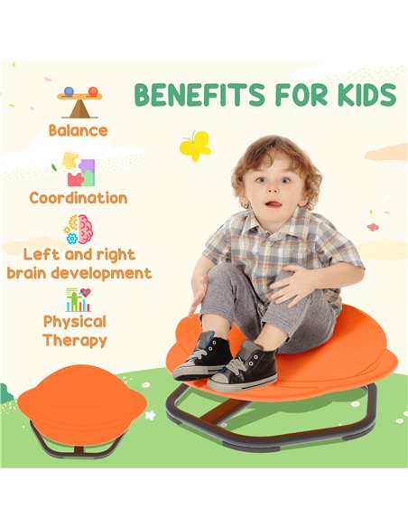 AIYAPLAY Planet-Shaped-kids Swivel Chair, Sensory Spinning Chair for Balance, Coordination Training, Orange