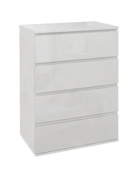 HOMCOM High Gloss Chest of Drawers, 4-Drawer Storage Cabinets, Modern Dresser for Bedroom, White