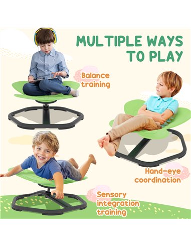 AIYAPLAY Butterfly-Shaped Kids Swivel Chair, Sensory Spinning Chair for Balance and Coordination Training, Green