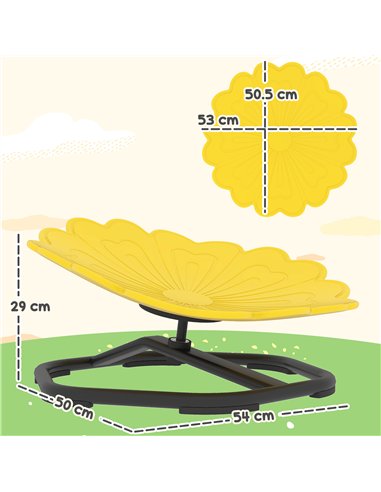AIYAPLAY Flower-Shaped Sensory Spinning Chair with Non-Slip Base for Balance/Coordination, Yellow