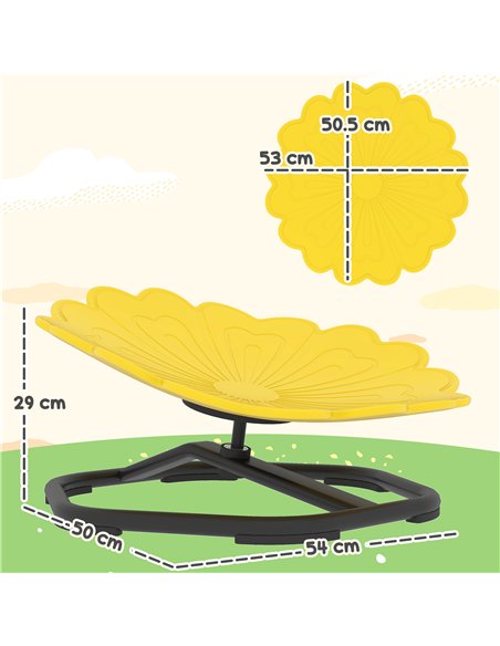AIYAPLAY Flower-Shaped Sensory Spinning Chair with Non-Slip Base for Balance/Coordination, Yellow
