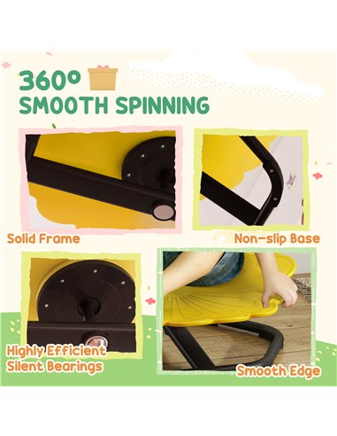 AIYAPLAY Flower-Shaped Sensory Spinning Chair with Non-Slip Base for Balance/Coordination, Yellow