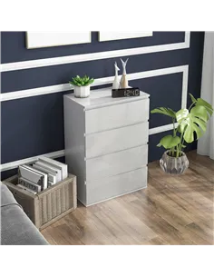 HOMCOM High Gloss Chest of Drawers, 4-Drawer Storage Cabinets, Modern Dresser for Bedroom, White 2