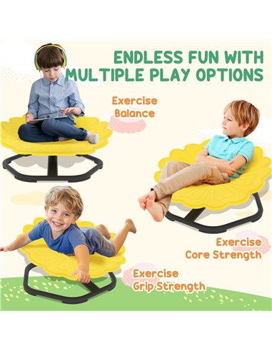 AIYAPLAY Flower-Shaped Sensory Spinning Chair with Non-Slip Base for Balance/Coordination, Yellow