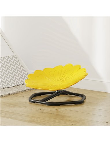 AIYAPLAY Flower-Shaped Sensory Spinning Chair with Non-Slip Base for Balance/Coordination, Yellow