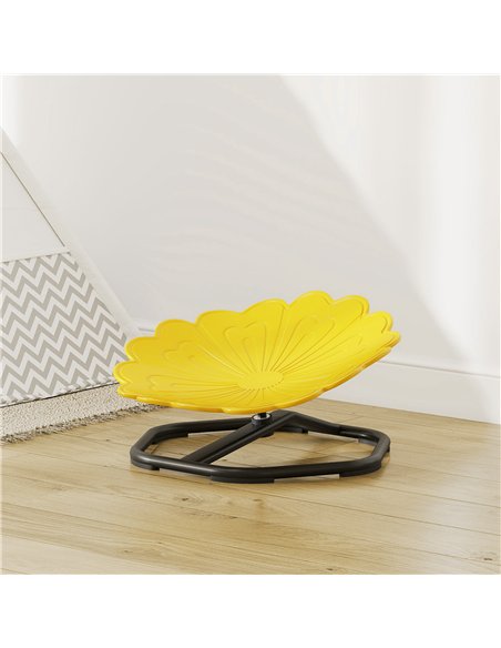 AIYAPLAY Flower-Shaped Sensory Spinning Chair with Non-Slip Base for Balance/Coordination, Yellow
