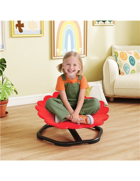 AIYAPLAY Flower-Shaped Sensory Spinning Chair with Non-Slip Base for Balance/Coordination, Red