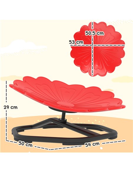 AIYAPLAY Flower-Shaped Sensory Spinning Chair with Non-Slip Base for Balance/Coordination, Red