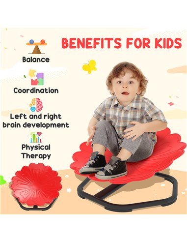 AIYAPLAY Flower-Shaped Sensory Spinning Chair with Non-Slip Base for Balance/Coordination, Red