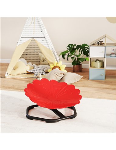 AIYAPLAY Flower-Shaped Sensory Spinning Chair with Non-Slip Base for Balance/Coordination, Red