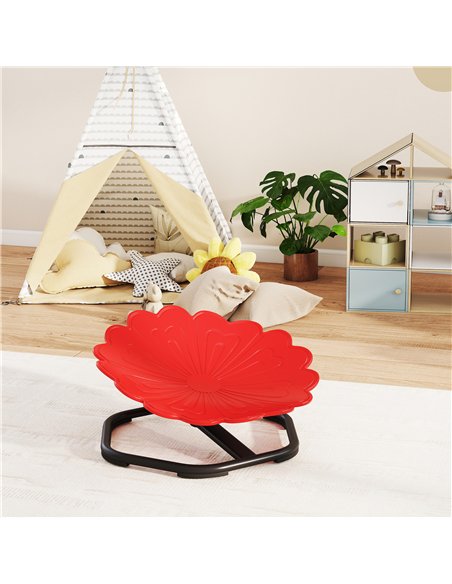AIYAPLAY Flower-Shaped Sensory Spinning Chair with Non-Slip Base for Balance/Coordination, Red