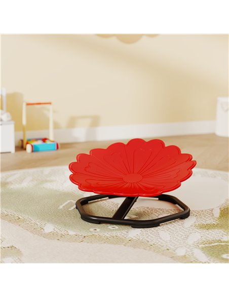 AIYAPLAY Flower-Shaped Sensory Spinning Chair with Non-Slip Base for Balance/Coordination, Red