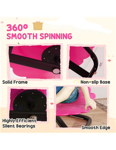 AIYAPLAY Flower-Shaped Sensory Spinning Chair with Non-Slip Base for Balance/Coordination, Pink