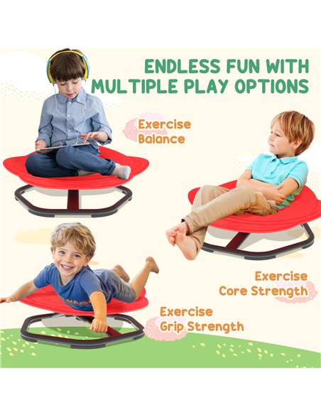 AIYAPLAY Planet-Shaped-kids Swivel Chair, Sensory Spinning Chair for Balance, Coordination Training, Red