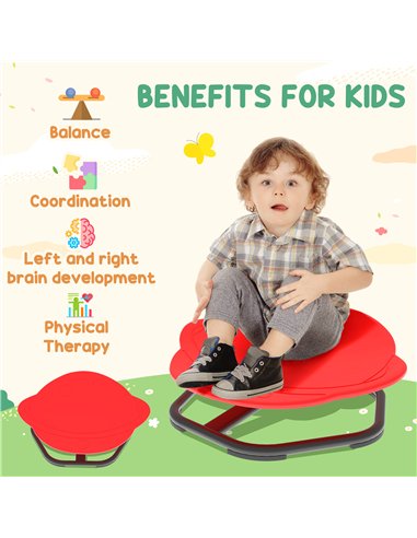 AIYAPLAY Planet-Shaped-kids Swivel Chair, Sensory Spinning Chair for Balance, Coordination Training, Red