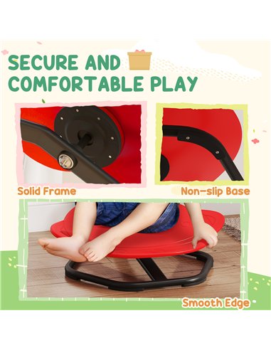 AIYAPLAY Planet-Shaped-kids Swivel Chair, Sensory Spinning Chair for Balance, Coordination Training, Red