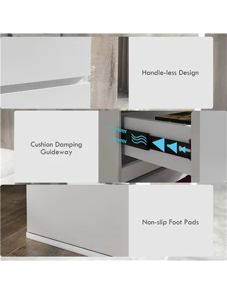HOMCOM High Gloss Chest of Drawers, 4-Drawer Storage Cabinets, Modern Dresser for Bedroom, White