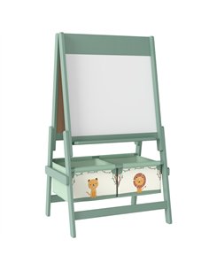 AIYAPLAY Art Easel for Kids, Double-Sided Whiteboard/Blackboard with Paper Roll, Two Storage Boxes, for Ages 3-8 Years, Green