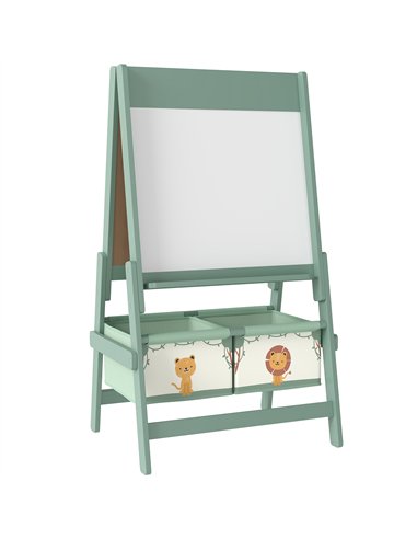 AIYAPLAY Art Easel for Kids, Double-Sided Whiteboard/Blackboard with Paper Roll, Two Storage Boxes, for Ages 3-8 Years, Green