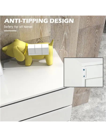 HOMCOM High Gloss Chest of Drawers, 4-Drawer Storage Cabinets, Modern Dresser for Bedroom, White