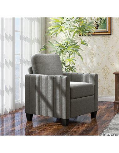 HOMCOM Modern Boxy Linen-Look Armchair - Light Grey