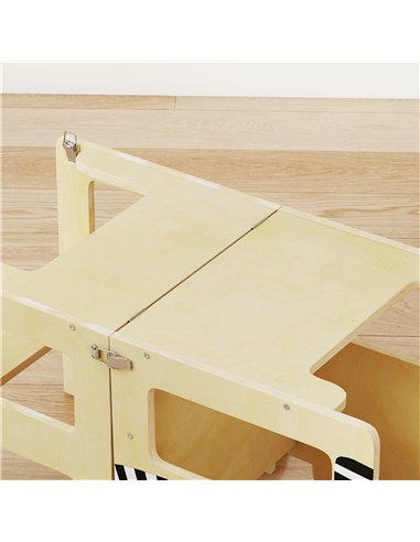 AIYAPLAY Toddler Step Stool, Standing Tower with Chalkboard, 3-in-1 Cat-Shaped Step Stool for Kitchen Counter, Natural