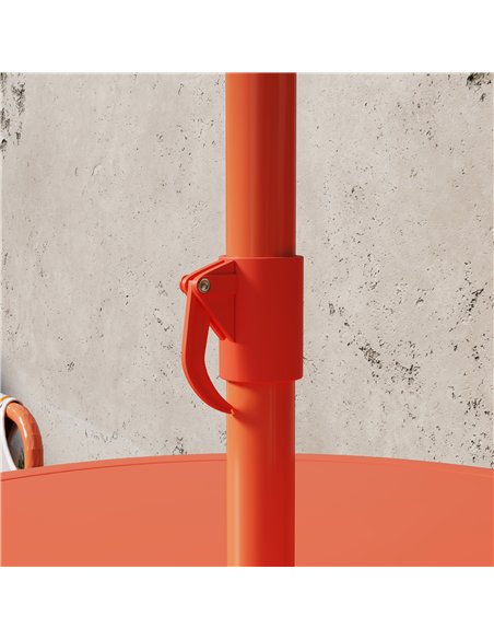 AIYAPLAY Kids Patio Set, Children Table and Chair Set, Outdoor Picnic Table with 2 Folding Chairs and Umbrella, Orange